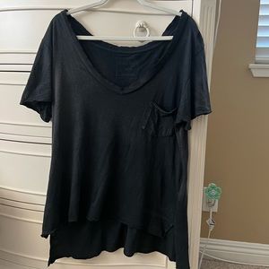 Free people charcoal black distressed tees